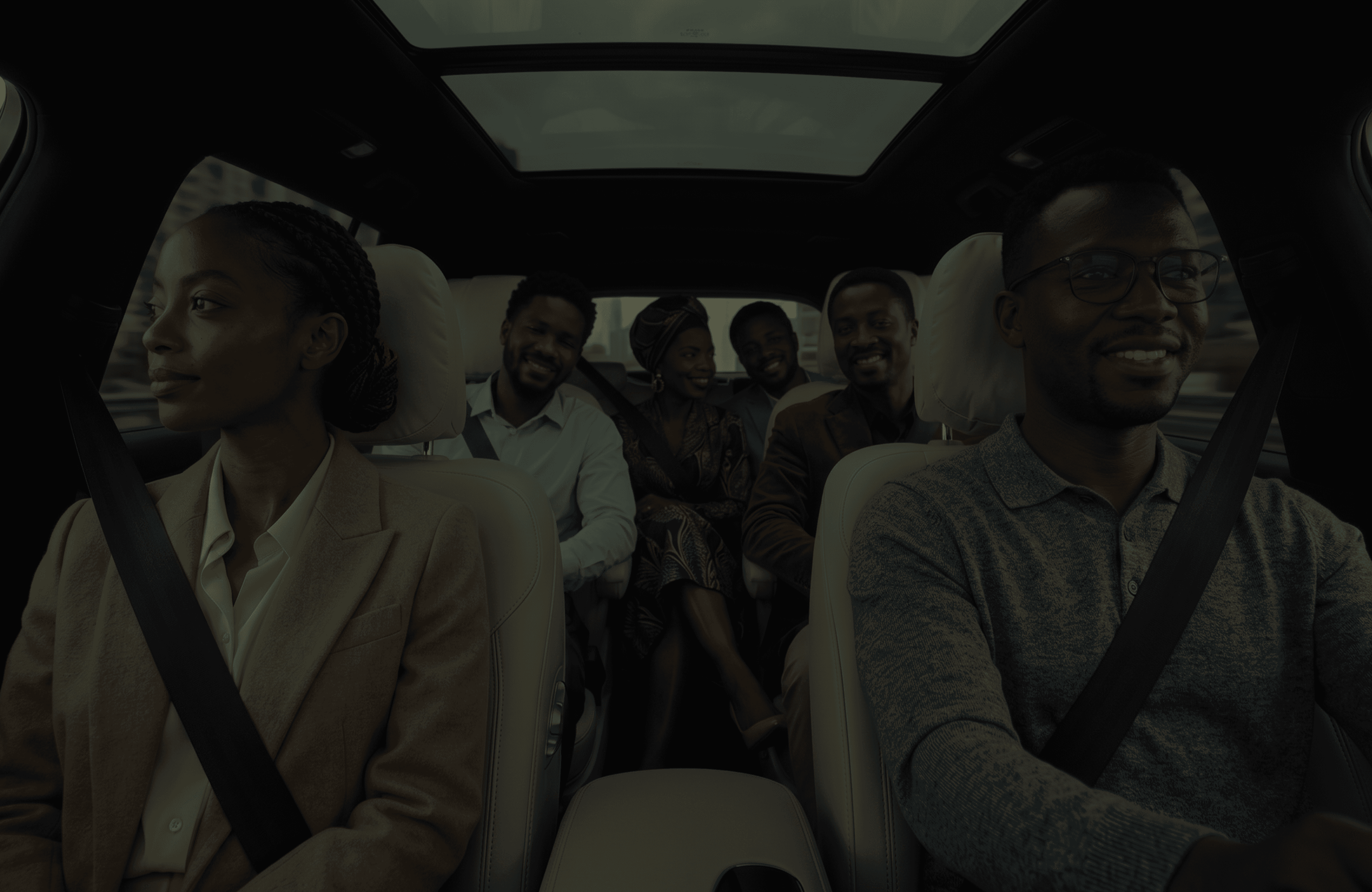 Passengers riding together in a comfortable car